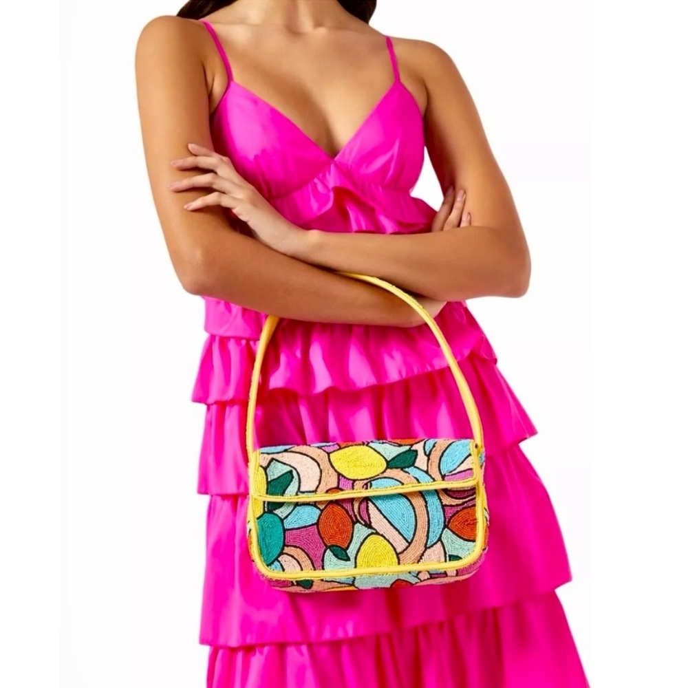🌺🎉HP🎉🌺 NWT Staud Beaded Tommy Shoulder Bag Multi Colorblock 🌟RARE FIND🌟 - Picture 10 of 16